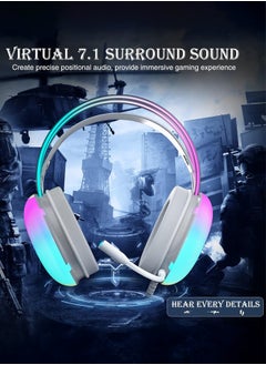 AULA S505 Gaming Headset with Mic for PC,Wired Gaming Headphone,RGB Rainbow Backlit,Virtual 7.1 Surround Sound, 50mm Driver, Soft Memory Earmuffs, Wired Laptop Desktop Computer Headset, Green  - Image 5