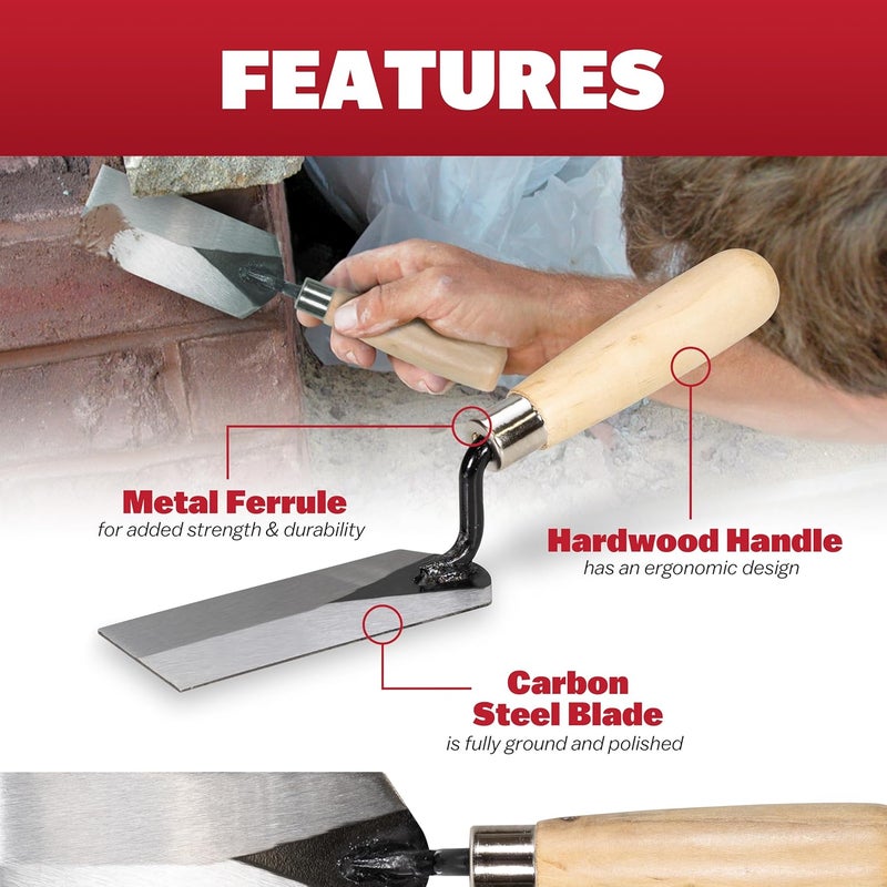 MARSHALLTOWN QLT Masonry Margin Trowel, 5 by 1 1/2 Inch Carbon Steel Blade, Wood Handle, Concrete, 934 - Image 2