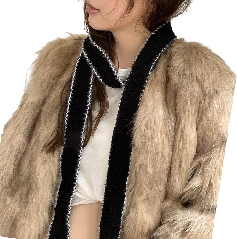Unisex Soft Narrow Long Ribbon Scarf With Hook Sewn Fringes For Fall Winter - Image 4