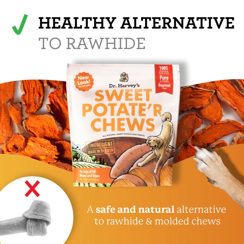 Dr. Harvey's Sweet Potate'r Chews - Natural Sweet Potato Treat for Dogs (16 ounces) - Image 5