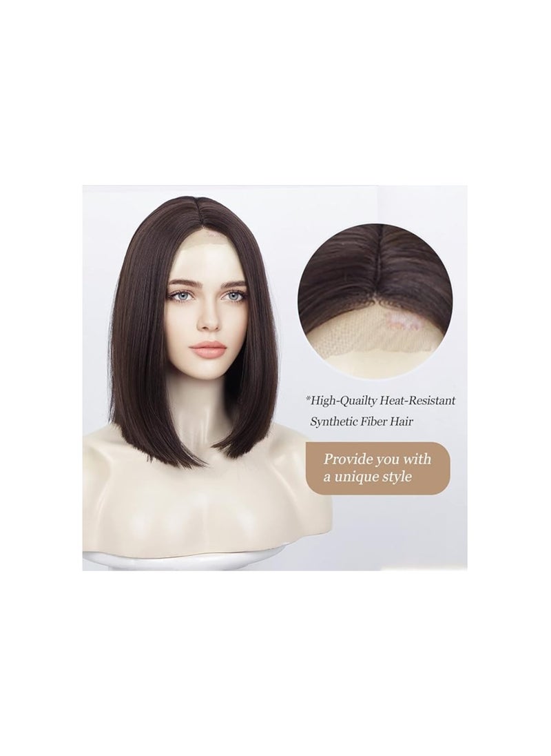 Wigs for Women Dark Brown Hair Straight Bob Wig Hand-Tied Heat Resistant Hairline Shoulder Length Natural Middle Part (12inch) - pzsku/Z1A191A8D8616F26E087AZ/45/_/1721034293/0facf910-1b3d-47a4-9aa0-79a00db4c1b6