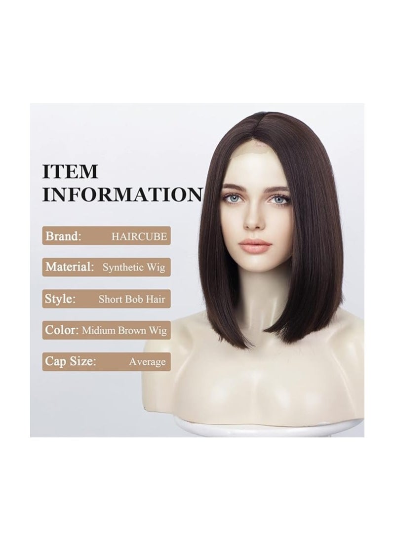 Wigs for Women Dark Brown Hair Straight Bob Wig Hand-Tied Heat Resistant Hairline Shoulder Length Natural Middle Part (12inch) - pzsku/Z1A191A8D8616F26E087AZ/45/_/1721034294/4b128dbe-0e8a-47aa-8a8e-4dddd3a54453