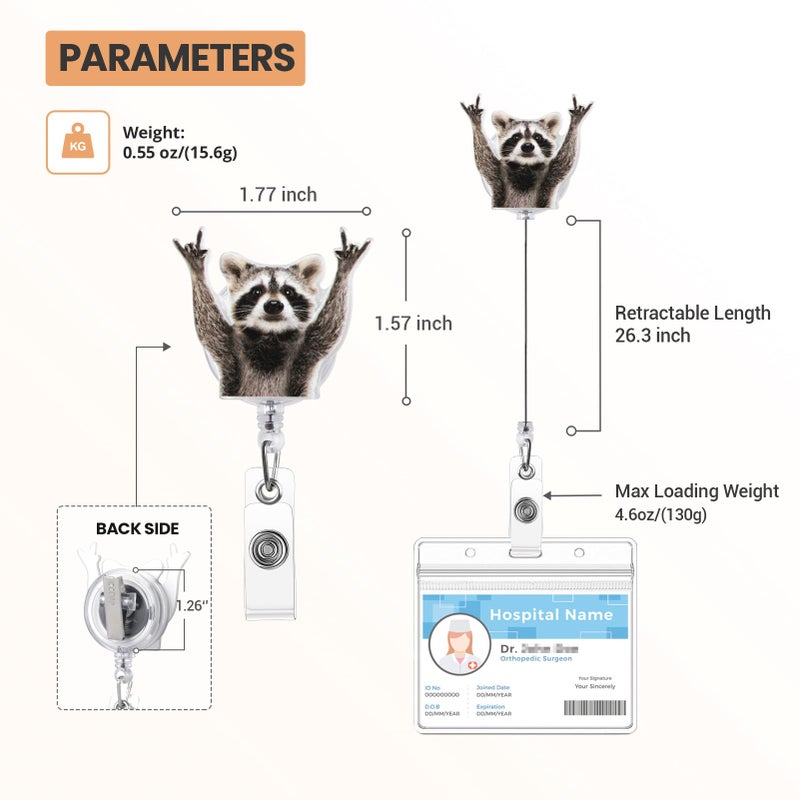 ITOKEY Cute Badge Reel, Funny Raccoon Badge Holder, Nurse Name Badge Reel with Retractable Clip, Medical Worker ID Card Holders, Pediatric Nursing Accessories for Nurse Doctor Student Teacher Office - Image 5