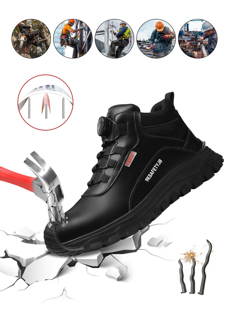 Men's Industrial Safety Boots Waterproof Anti-Slip Insulated Anti Smashing Puncture Resistant Work Shoes Sports Style Casual Solid Low Top with Round Toe Steel Guard Fabric Lined PU Upper and Sole All Season(41 EUR) - Image 1