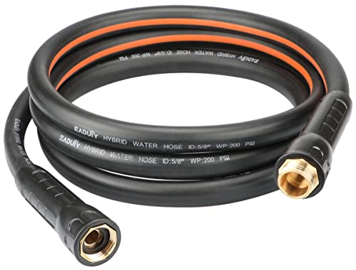 EADUTY Hybrid Lead In Garden Hose 58 IN x 10 FT Heavy Duty Lightweight Flexible with Rotatable Grip Handle and Solid Brass Fittings GrayOrange - Image 1