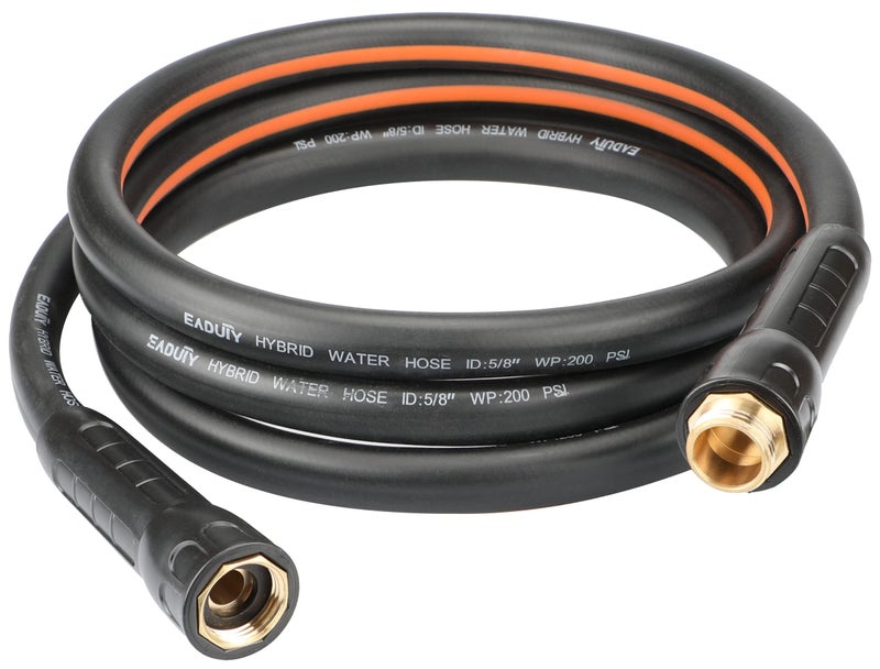 EADUTY Hybrid Lead In Garden Hose 58 IN x 10 FT Heavy Duty Lightweight Flexible with Rotatable Grip Handle and Solid Brass Fittings GrayOrange - Image 2