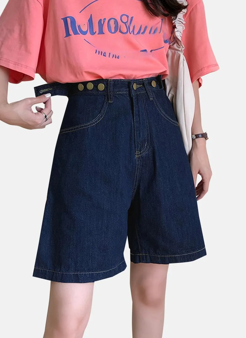 YUNIQEE Blue Solid Denim Shorts
