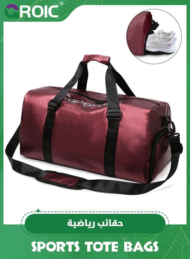 GROIC Sports Gym Bag for Women and Men,Small Sports Duffle Bag with Shoulder Strap and Handbag,Sports Shoulder Bag with Separated Shoe Compartment ,Outdoor Large-capacity Travel Bag(Red) - Image 1