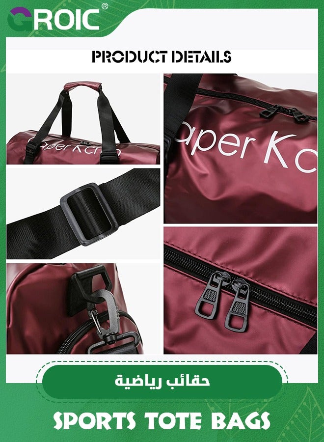 GROIC Sports Gym Bag for Women and Men,Small Sports Duffle Bag with Shoulder Strap and Handbag,Sports Shoulder Bag with Separated Shoe Compartment ,Outdoor Large-capacity Travel Bag(Red) - Image 2