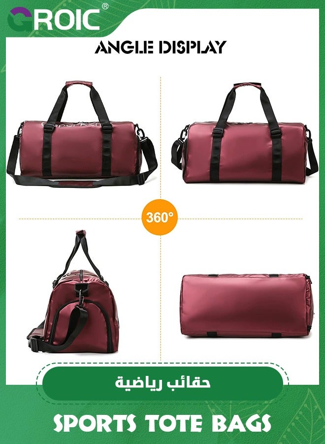 GROIC Sports Gym Bag for Women and Men,Small Sports Duffle Bag with Shoulder Strap and Handbag,Sports Shoulder Bag with Separated Shoe Compartment ,Outdoor Large-capacity Travel Bag(Red) - Image 5