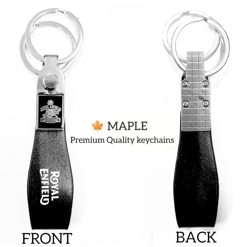 Maple Premium Leather & Metal Keychain Compatible with Royal Enfield/Bullet/Bike/Car Stylish KeyRing Hook Antique Made Like Gun for Men Women - Image 2