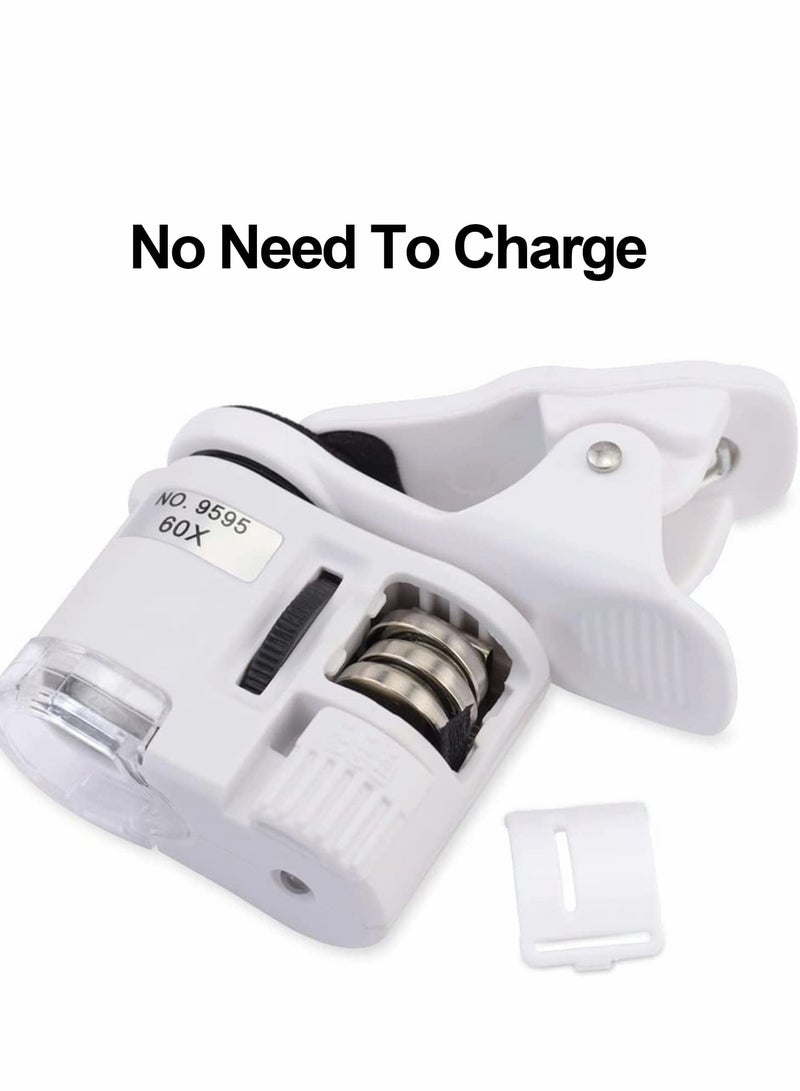 Barakah ميكروسكوب الهاتف، ميكروسكوب محمول عالمي 60X مع أضواء LED UV عدسة مجوهرات لفحص البيولوجيا والمجوهرات والعملات والطوابع والتحف والهواتف الذكية والأجهزة اللوحية - Image 4