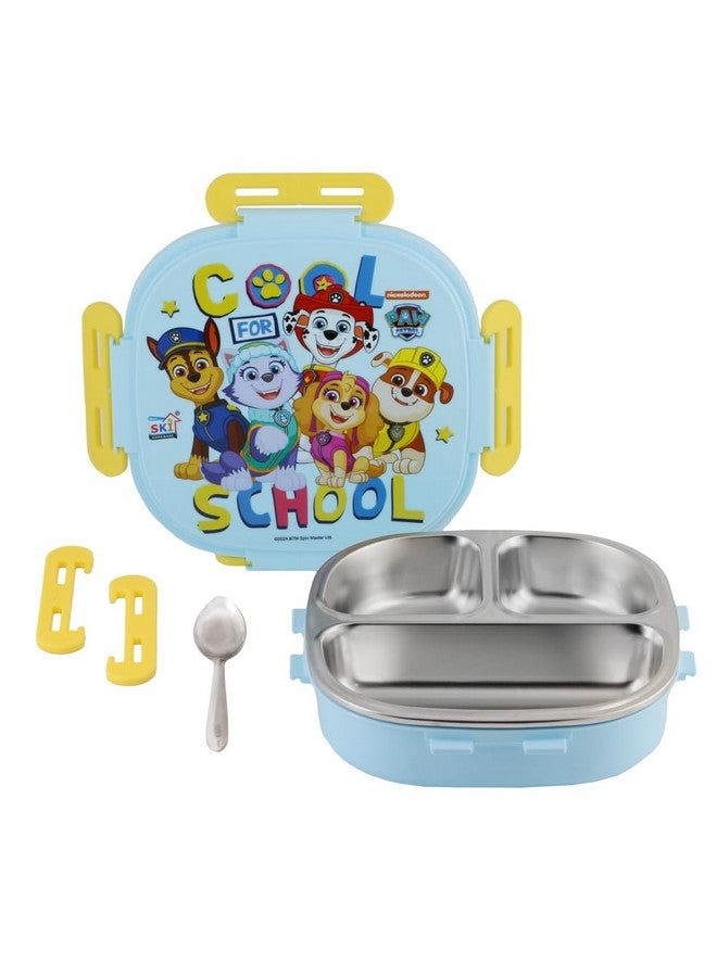 SKi Homeware Baker Insulated 3 Grid Bento Lunch Box With Stainless Steel Inner And A Steel Spoon- Paw Patrol, 450 Ml - Image 2