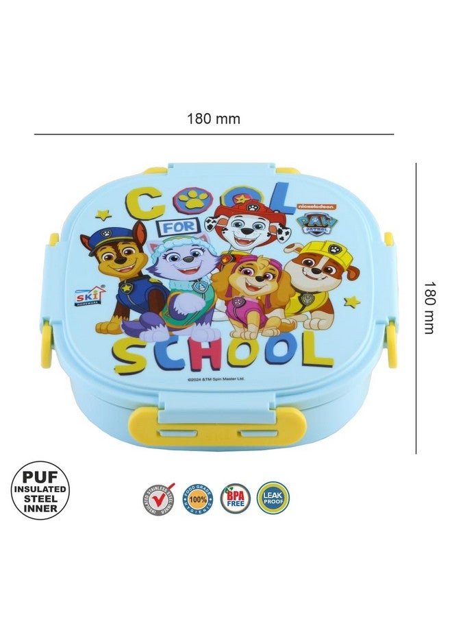 SKi Homeware Baker Insulated 3 Grid Bento Lunch Box With Stainless Steel Inner And A Steel Spoon- Paw Patrol, 450 Ml - Image 3