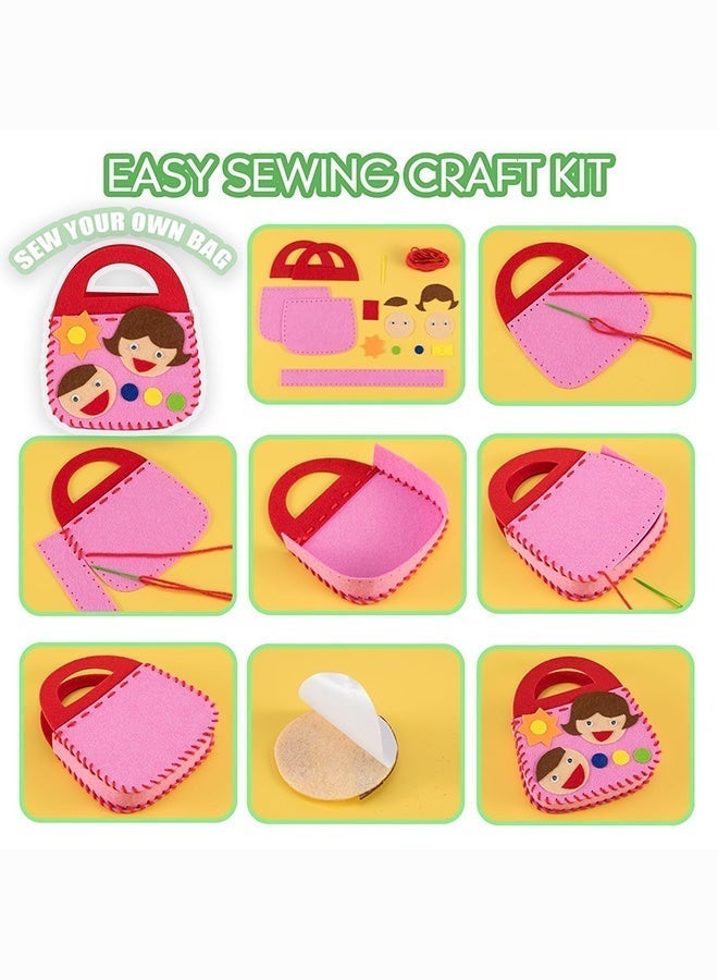BELANO 6 Pack Children Sewing Kit, Beginners Felt Craft Kits for Kids DIY Fabric Handbag (6 Patterns) - Image 4