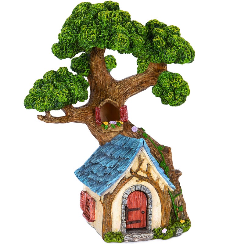 Mood Lab Fairy House  Fairy Garden Miniature Tree House  85 Inch Tall Outdoor Decor for Fairies Figurines