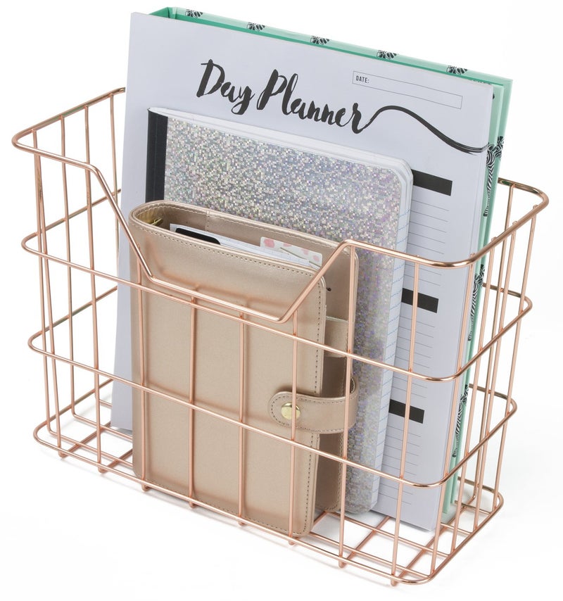 Sorbus Desk Organizer Set, Rose Gold 5-Piece Desk Accessories Set Includes Pencil Cup Holder, Letter Sorter, Letter Tray, Hanging File Organizer, and Sticky Note holder for Home or Office (Copper) - Image 5