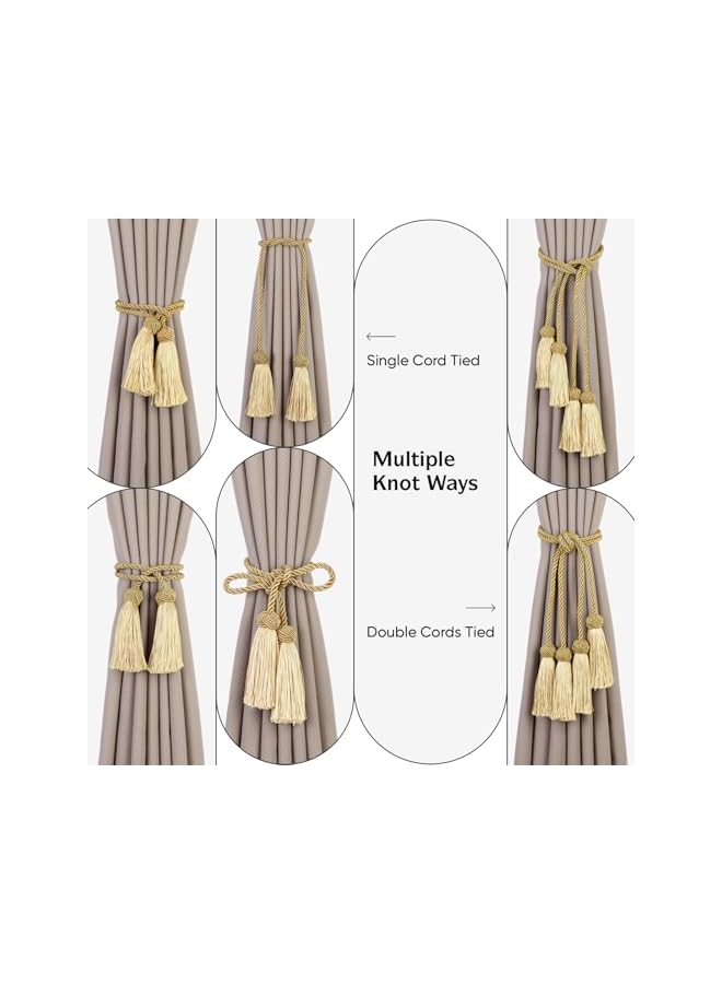 The Bros 4PC Gold Curtain Tiebacks with Tassels - Decorative Holdbacks for Bedroom, Bathroom, Kitchen, Office Drapes - Image 4