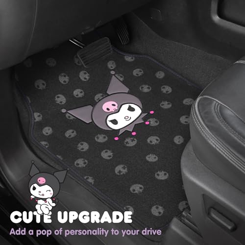 Carbella Kuromi Carpet Car Floor Mats - Universal Fit for Cars, SUVs & Trucks - Black with Kuromi Print & Purple, Pink Accents - Front & Rear Set, 4 Piece - Image 5