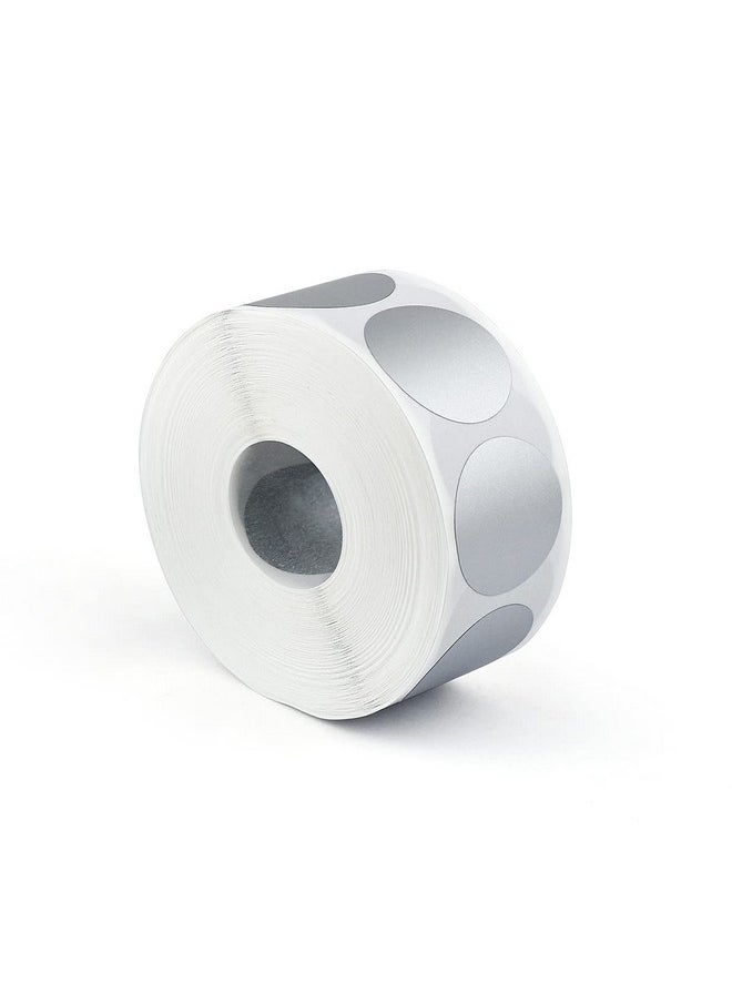 Tenalleys 1 Roll 1000 Pcs 1 Round Scratch Off Stickers Labels Self Adhesive Labels For Lottery Tickets Diy Raffle Ticket Games Creating (Silver)  - Image 1