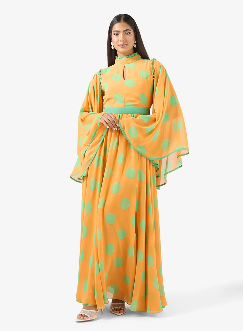 Flared Sleeve Maxi Dress