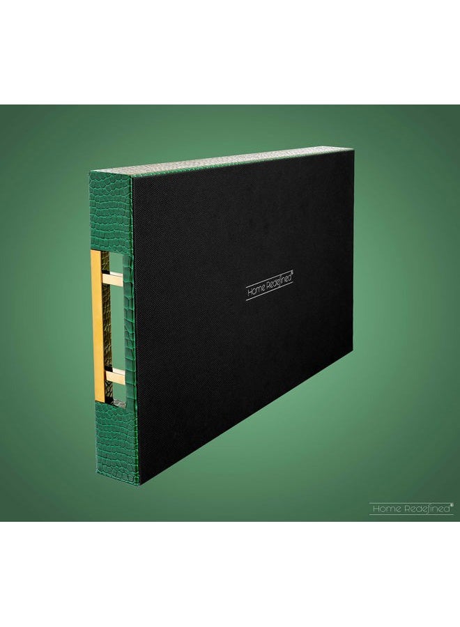 Home Redefined Luxury Modern Elegant 18"x12" Rectangle Crocodile Green Decorative Ottoman Coffee Table Perfume Living Room Kitchen Serving Tray with Gold Polished Metal Handles by Home Redefined for All Occasion's - Image 5