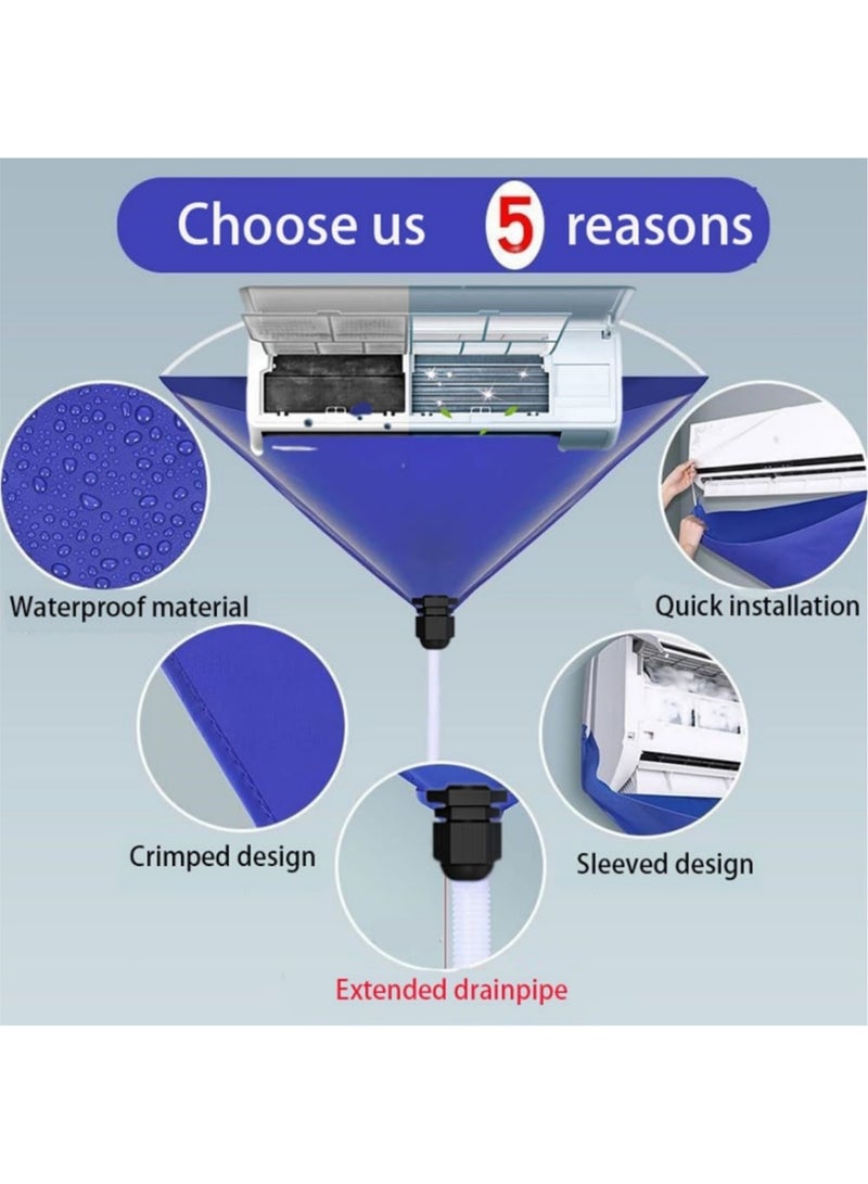 سايكفو غطاء تنظيف مكيف الهواء، حقيبة تنظيف الغبار مانعة للتسرب مع أنبوب تصريف للوحدة المثبتة على الحائط، ملحقات منزلية لتنظيف مكيف الهواء المنفصل لغرفة النوم وغرفة الأطفال وغرفة الدراسة - Image 3