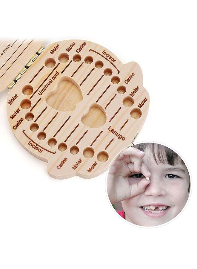أورجنيزر صندوق أسنان للأطفال مصنوع من الخشب، منظم هدايا تذكارية لأسنان الأطفال، حاوية أسنان لطيفة للأطفال مع ملقط للحفاظ على ذكريات الطفولة (بنات) - Image 4