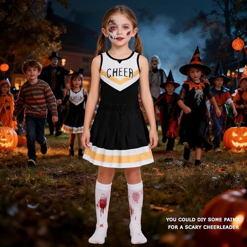 CIFITERY Cheerleader Costume for Girls Black White Cheerleading Outfit For Kids Cheer Up Halloween Dress Up Cheerleader Gifts - Image 5