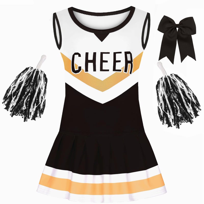 CIFITERY Cheerleader Costume for Girls Black White Cheerleading Outfit For Kids Cheer Up Halloween Dress Up Cheerleader Gifts - Image 3