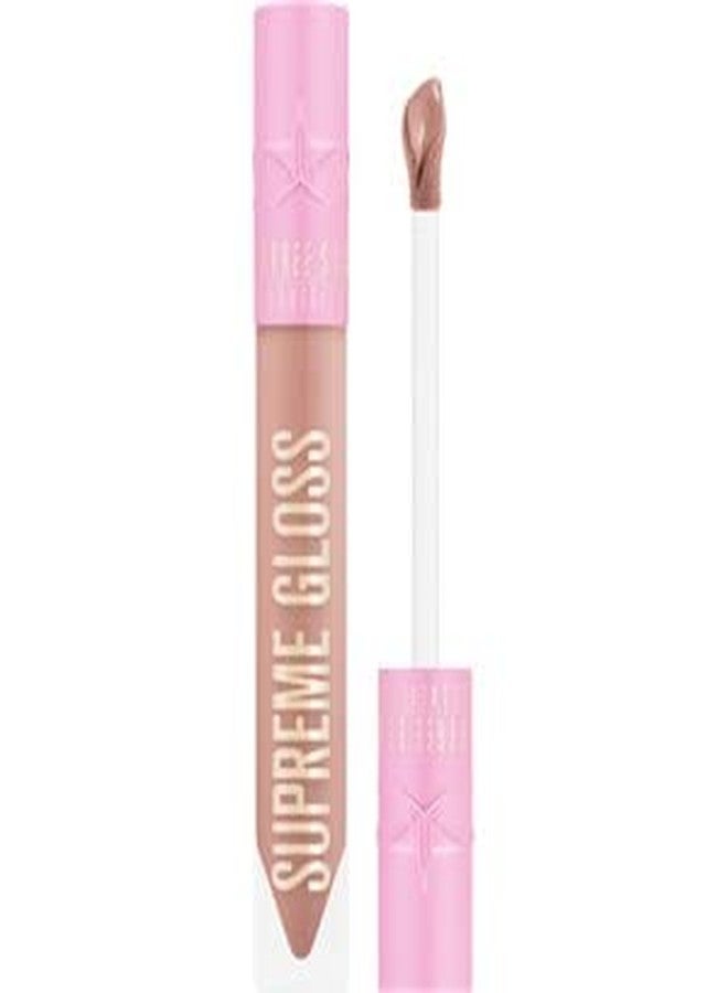 Jeffree Star Cosmetics Supreme Gloss - Blow My Candles (Peachy Light Nude) - Full-Coverage, High-Shine, Non-Sticky Vegan Lip Gloss with Rose Petal Applicator