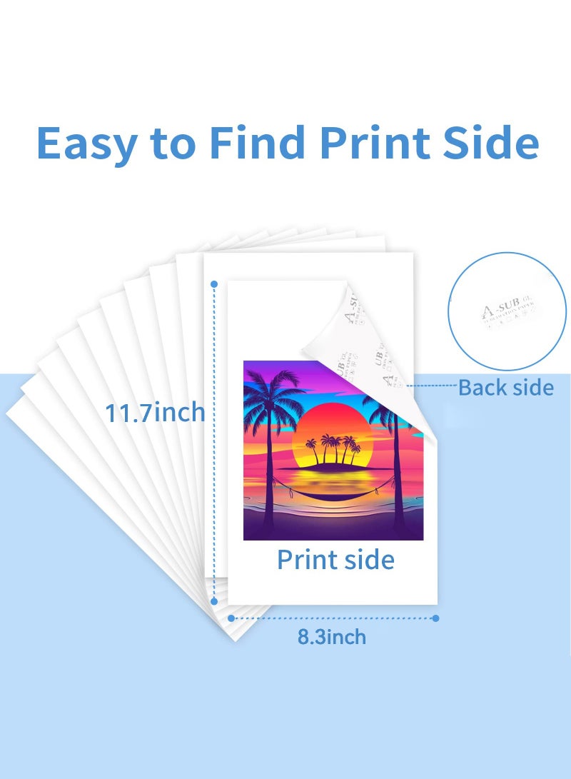 A-SUB Sublimation Transfer Paper -A4 /210 x 297mm,100 Sheets 120 gsm for Any Inkjet Printer with Sublimation Ink, Heat Transfer Sublimation for T-shirt, Mugs,Light Fabric - Image 3