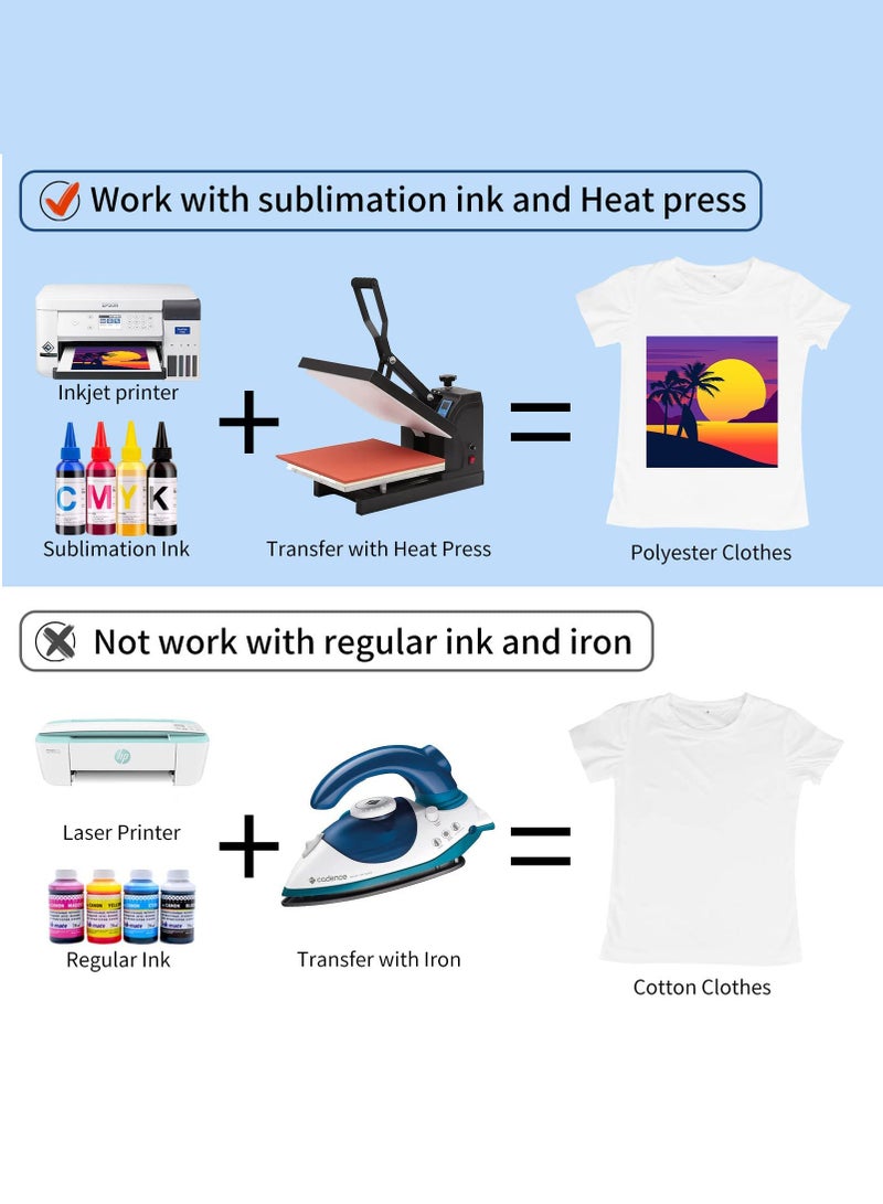 A-SUB Sublimation Transfer Paper -A4 /210 x 297mm,100 Sheets 120 gsm for Any Inkjet Printer with Sublimation Ink, Heat Transfer Sublimation for T-shirt, Mugs,Light Fabric - Image 4