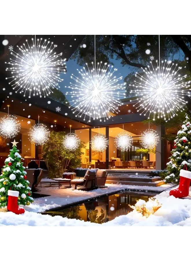 Solar Powered Remote Control Firework Lights 8 Modes 8PCS 480LED White Color Indoor Outdoor - Image 4