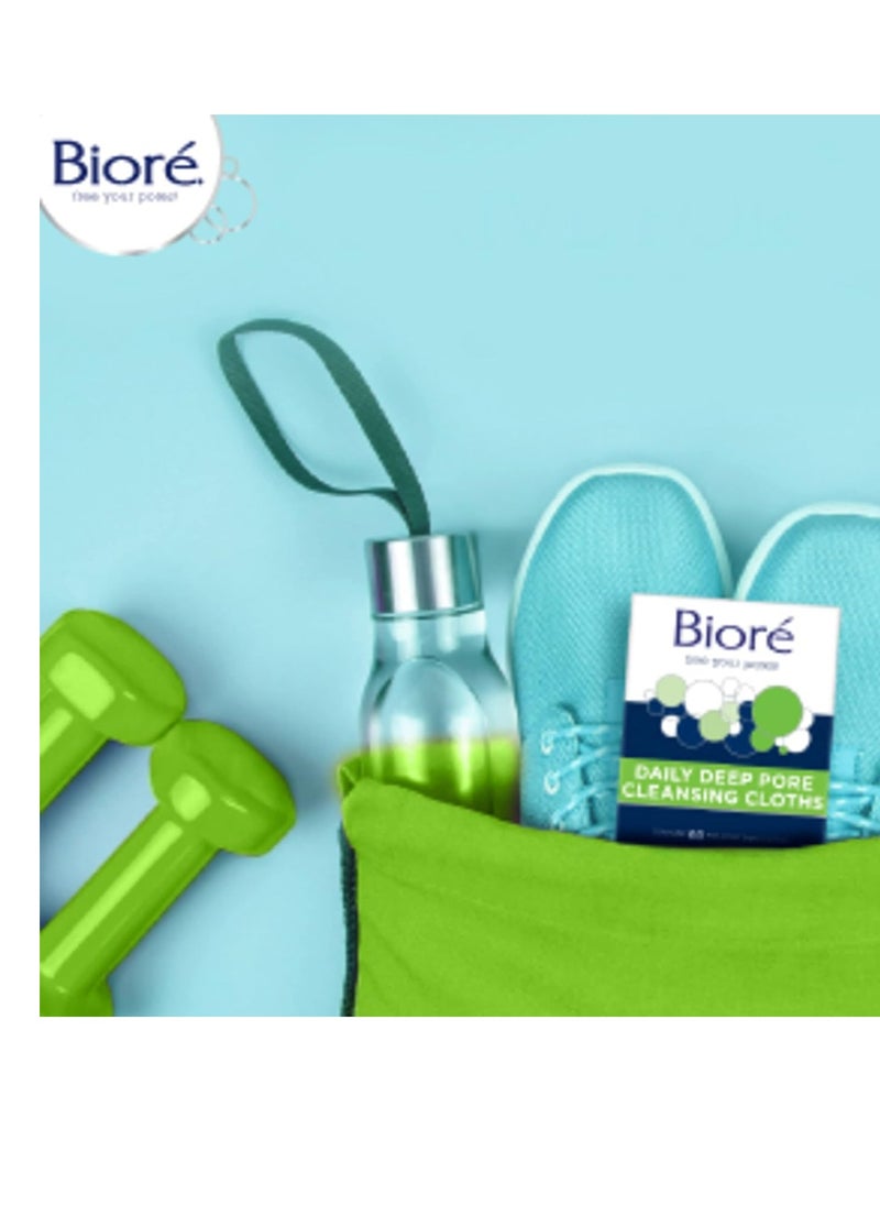 Biore Bioré Daily Make Up Removing Cloths, Facial Cleansing Wipes & Pore Unclogging Scrub, Removes Excess Dirt and Oils, Face Scrub, with Salicylic Acid, Oil Free, 5 Ounces (HSA/FSA Approved)  - Image 2