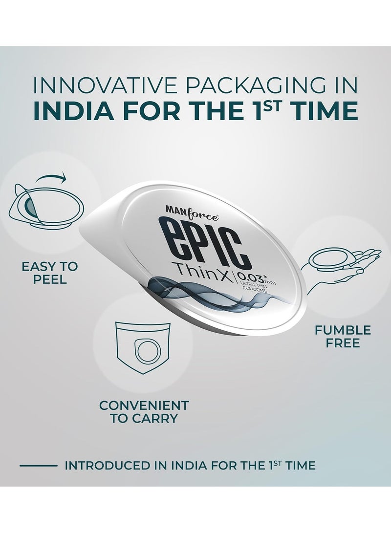 Manforce الواقي الذكري مانفورس إيبيك ثينكس فائق النحافة للرجال - عدد 10| 0.03 ملم| نباتي| لا توجد مواد كيميائية قاسية| عبوة سهلة التقشير مع حقيبة يمكن التخلص منها - Image 2