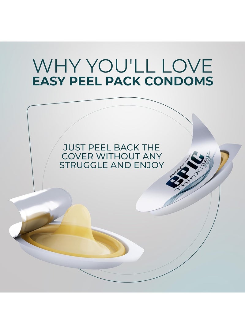 Manforce الواقي الذكري مانفورس إيبيك ثينكس فائق النحافة للرجال - عدد 10| 0.03 ملم| نباتي| لا توجد مواد كيميائية قاسية| عبوة سهلة التقشير مع حقيبة يمكن التخلص منها - Image 3