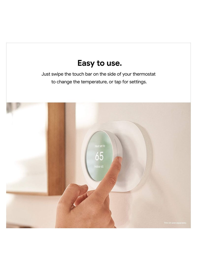 Google - Nest 4th Gen Programmable Smart Wi-Fi Thermostat for Home GA01334-US – Snow - Image 1