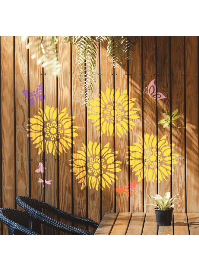 FRAGRANTGARDEN 8 Pcs Large Flower Stencils for Painting, 9.84 X 9.84 Inch Flower Stencils for Crafts Reusable, Wood and Wall Stencils for Painting Large Pattern, DIY Templates Holiday Wall Paper (B) - Image 3