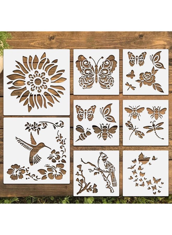 FRAGRANTGARDEN 8 Pcs Large Flower Stencils for Painting, 9.84 X 9.84 Inch Flower Stencils for Crafts Reusable, Wood and Wall Stencils for Painting Large Pattern, DIY Templates Holiday Wall Paper (B) - Image 1