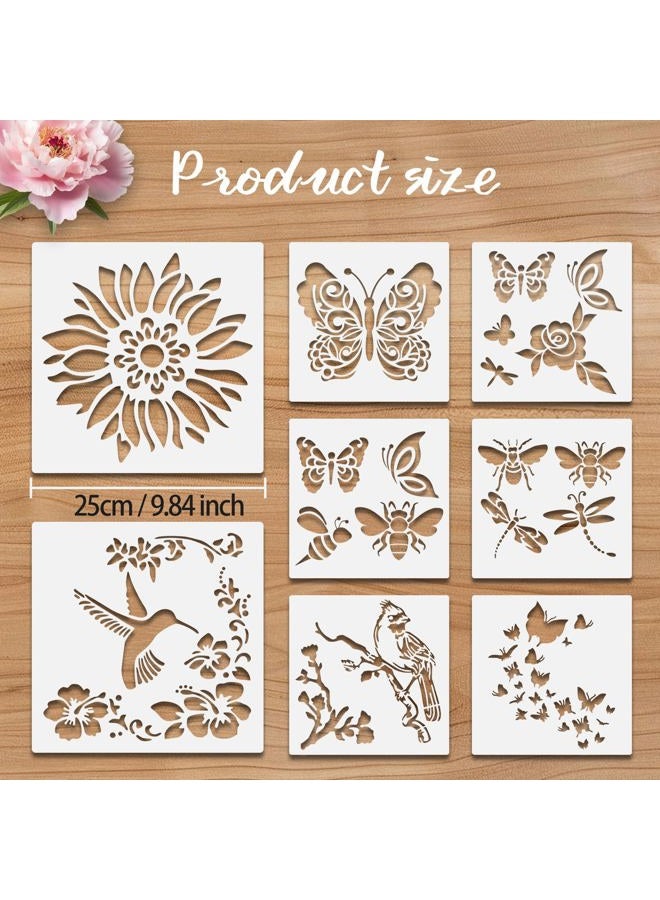 FRAGRANTGARDEN 8 Pcs Large Flower Stencils for Painting, 9.84 X 9.84 Inch Flower Stencils for Crafts Reusable, Wood and Wall Stencils for Painting Large Pattern, DIY Templates Holiday Wall Paper (B) - Image 2
