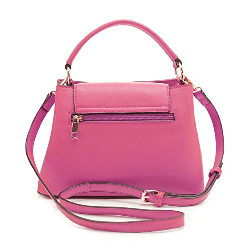 EVVE Women's Small Satchel Bag Classic Top Handle Purses Fashion Crossbody Handbags with Shoulder Strap | FUCHSIA1 - Image 3