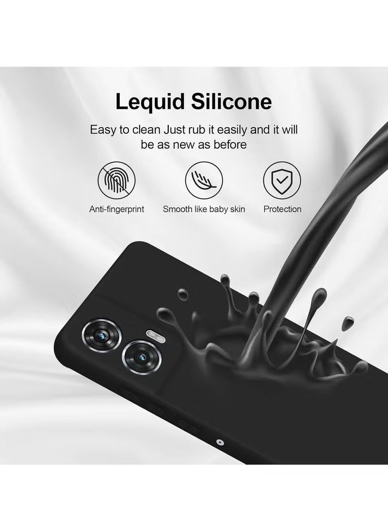 JAJEEK Motorola Edge 50 Fusion Silicone Case, Silky Full Body Shockproof Protective Cover, 360° Camera Protection, Microfiber Lining, Black Case for Motorola Edge 50 Fusion - Image 4