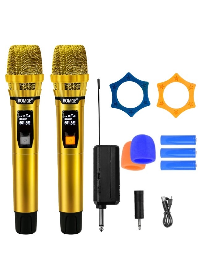 BOMGE 106 UHF Wireless Handheld Microphone System 2 Pack with Receiver for Karaoke and Public Speaking - Image 1