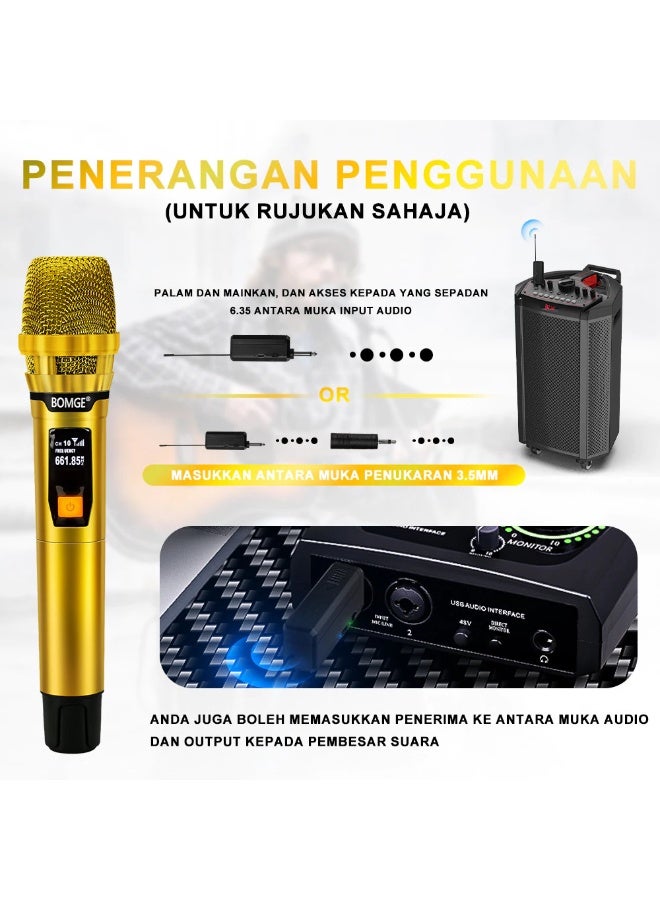 BOMGE 106 UHF Wireless Handheld Microphone System 2 Pack with Receiver for Karaoke and Public Speaking - Image 2