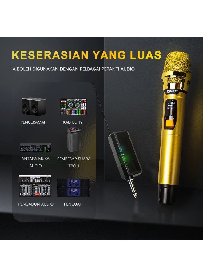 BOMGE 106 UHF Wireless Handheld Microphone System 2 Pack with Receiver for Karaoke and Public Speaking - Image 3