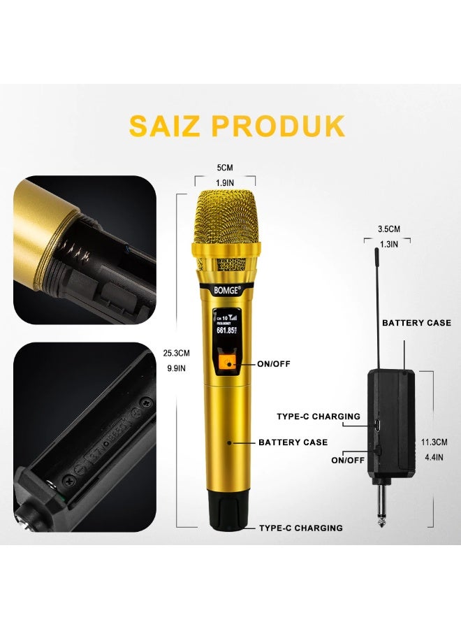 BOMGE 106 UHF Wireless Handheld Microphone System 2 Pack with Receiver for Karaoke and Public Speaking - Image 4