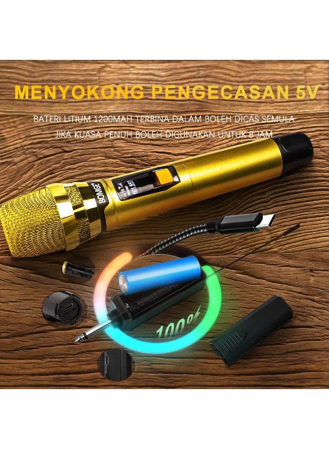 BOMGE 106 UHF Wireless Handheld Microphone System 2 Pack with Receiver for Karaoke and Public Speaking - Image 5
