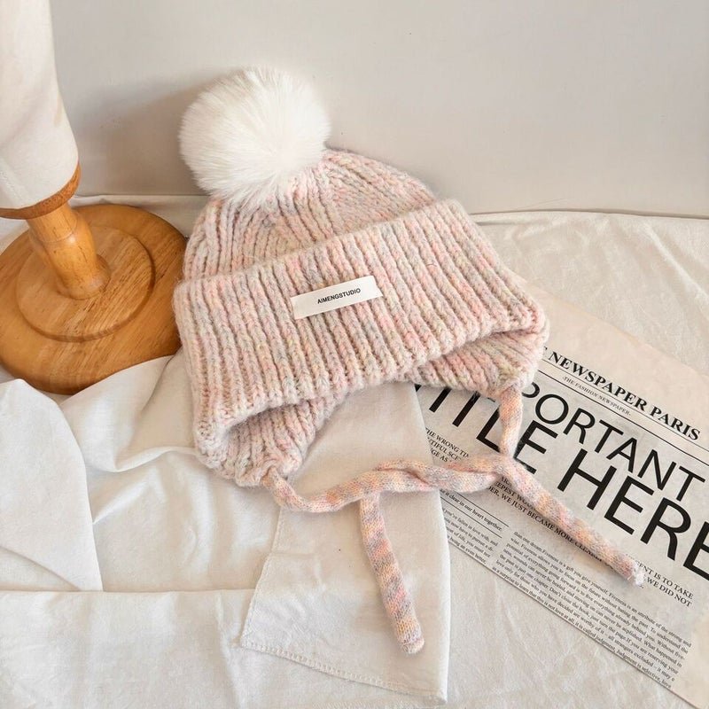 Cute Beanie Women Winter Fleece Warm Ear Protection Knit Hat Acrylic - Image 1