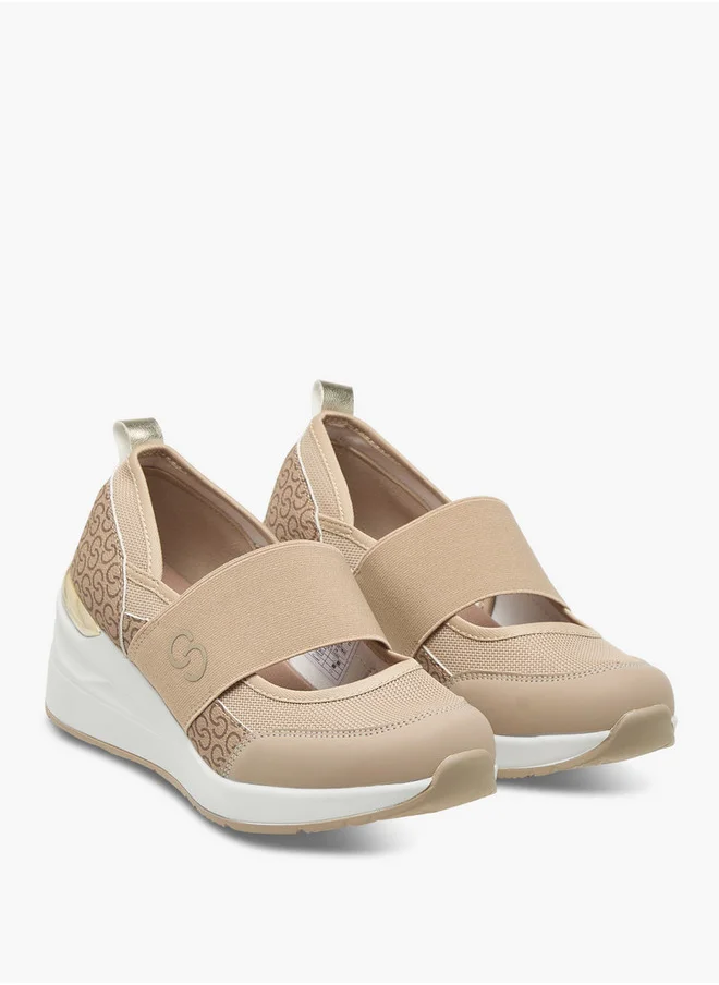 سيليست Women's Monogram Print Slip-On Sneakers with Wedge Heels
